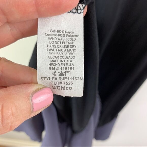 Romeo & Juliet Couture Black Knit Tunic/Dress w/Floral Appliqué Chiffon‎ Hem NWT - Picture 9 of 9